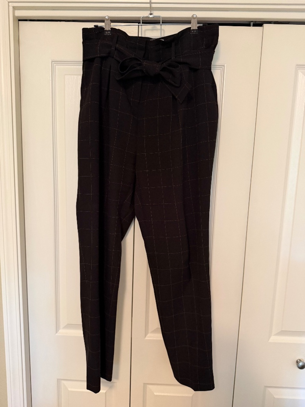 Bar III Plaid Paperbag Waist Pants